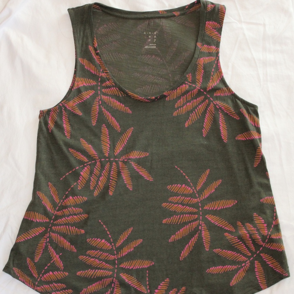 A NEW DAY Olive Leaves Tank Top